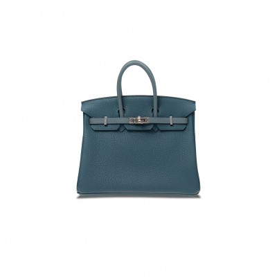 HERMES BIRKIN 30 EPSOM LEATHER CYPRESS GREEN AND ALMOND GREEN SILVER BUCKLE BK251PTGSS (30*23*15cm)